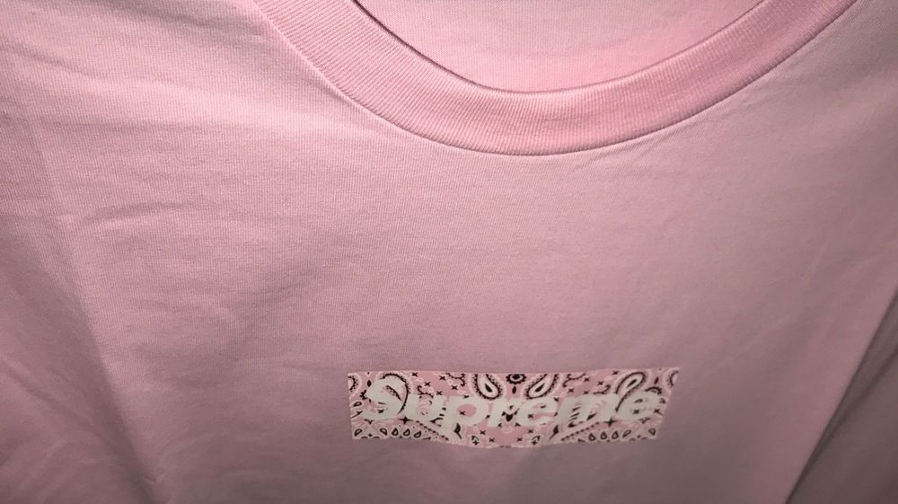 Оригинальная Supreme Bandana Box Logo Lt Pink Футболка Розовая Унисекс