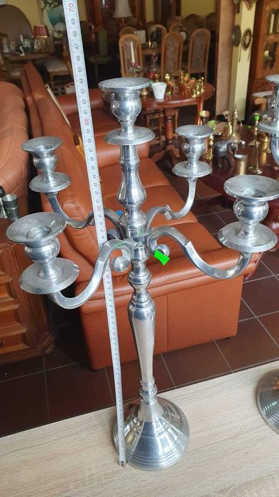 Świecznik 5cio ramienny metalowy , platerowany wys.70cm.