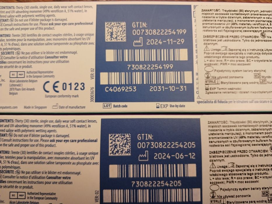 Soczewki kontaktowe jednodniowe -0,50