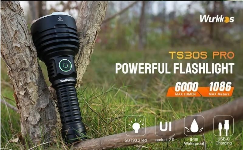 Wurkkos TS30S Pro далекобійний ліхтар 6000 люмен, 1086 метрів, SBT90.2