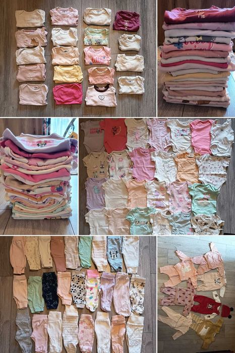 Wyprawka dla noworodka, mega paka ubranek r. 56 + dodatki