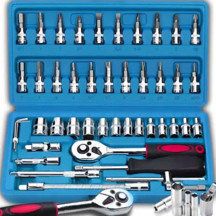 Zestaw Kluczy Nasadowych 46 Elementy Klucze Narzędzia Skrzynka