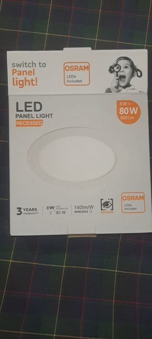 Lâmpadas LED para tecto falso Osram 8W 5700K furo 105mm tamanho 120mm