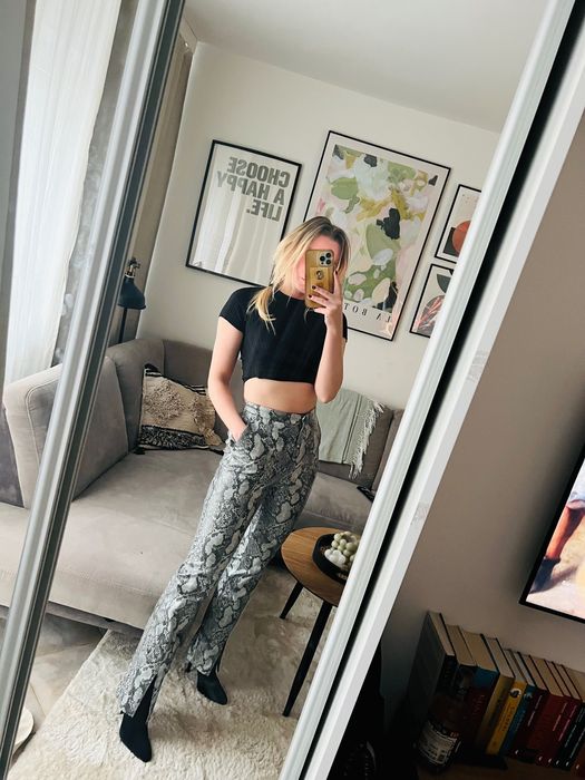 Spodnie skórzane Nakd wysoki stan nowe bez metki XS/XXS