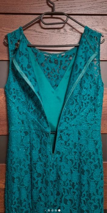 Brokatowa zielona sukienka syrenka