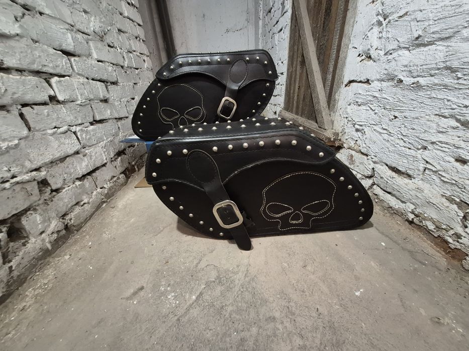 Kufry skórzane chopper duże
