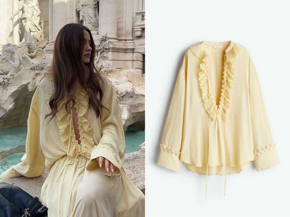 Блуза світло-жовта з рюшами H&M Edition S M L