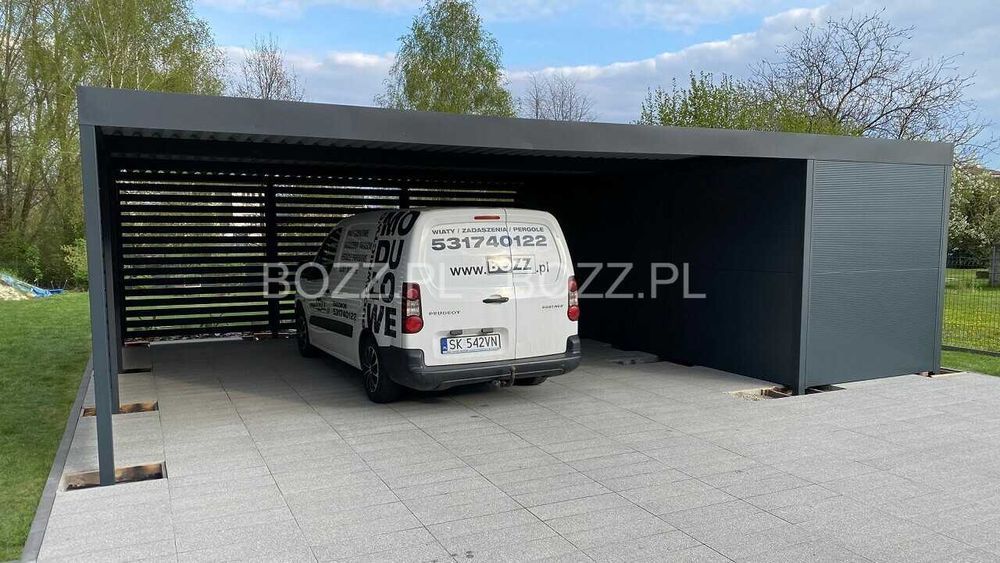 Wiata garażowa z pomieszczeniem gospodarczym