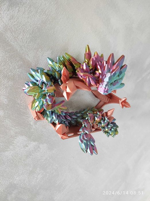 Smok Klejnotowy figurka, motyw klejnotu, przegubowy XXL 71CM. Wydruk3D