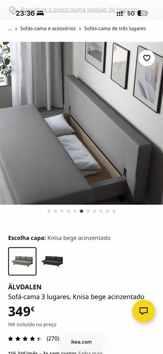 Sofá cama com arrumação