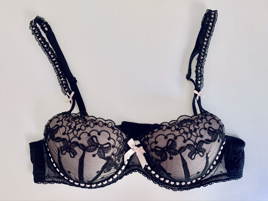 Czarny Elegancki Koronkowy Biustonosz • Marks&Spencer • rozm. 75A/B