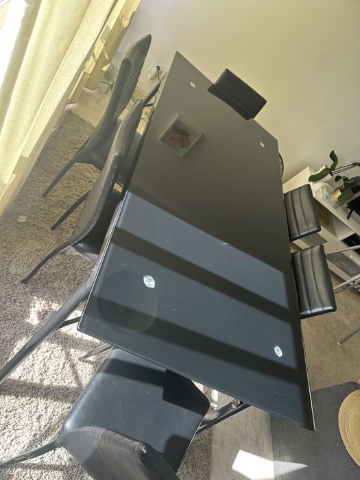 Mesa vidro preta