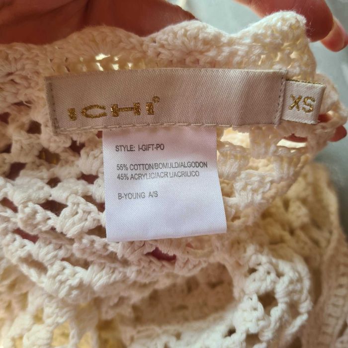 ICHI Pareo narzutka plażowa ponczo na plażę na strój ażurowe frędzle