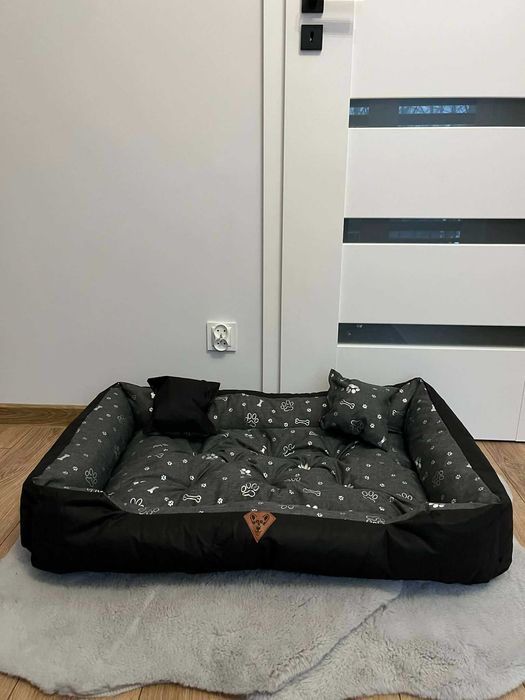 Legowisko dla psa M 100x75 szare wodoodporne – dwie poduszki gratis