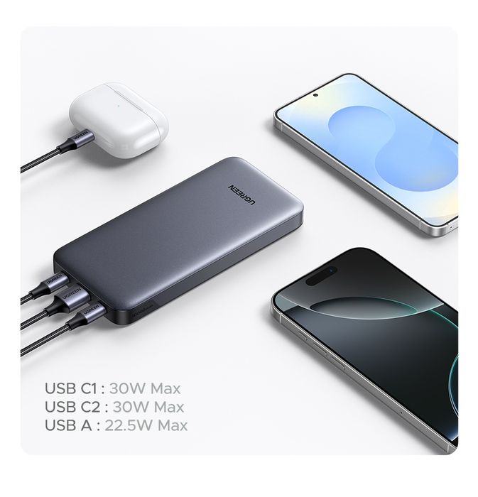Повербанк UGREEN 30W 20000mAh PB532 з екраном Power Bank PD SFC 2.0