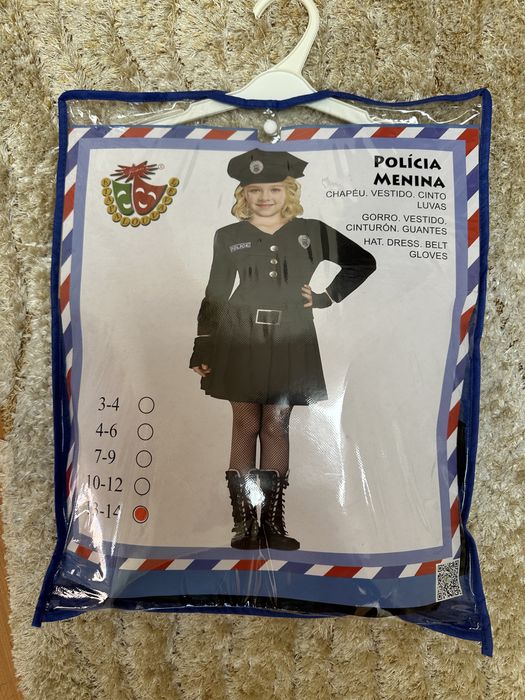 Roupa polícia menina 13-14 anos