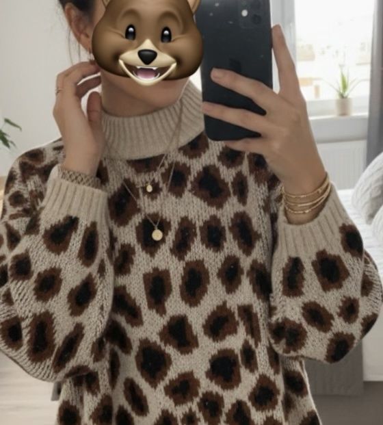 Sweterek w cętki damski Only w panterkę oversize brąz beż 38/M
