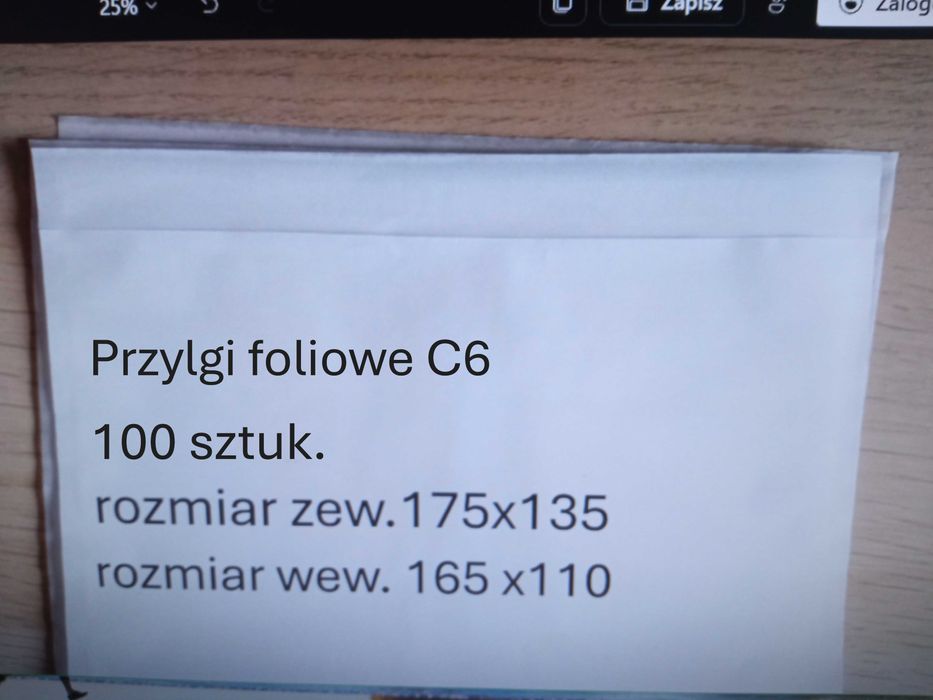 Koperty foliowe - przylgi Kangurki C6 100 sztuk.