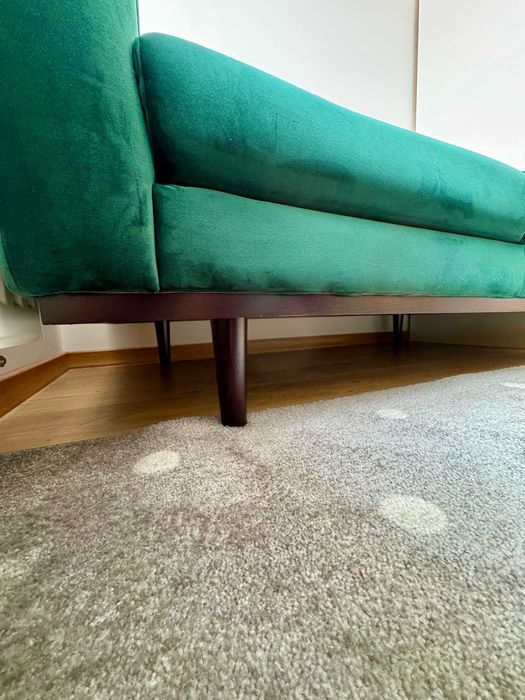 Elegancka Sofa 2-osobowa butelkowa zieleń, welurowa