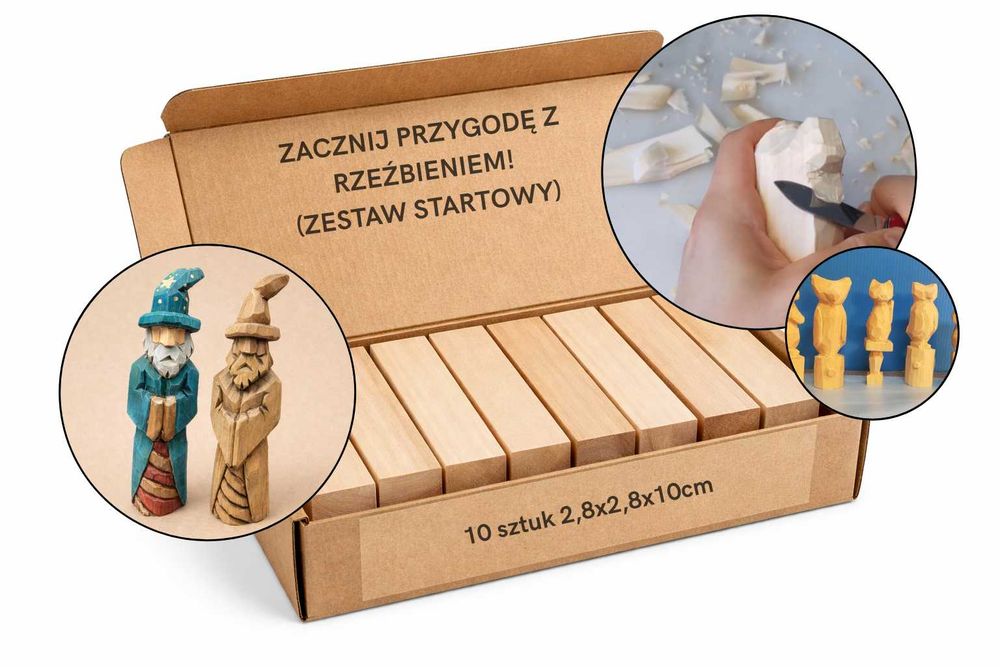 Naturalne Drewno lipowe do rzeźbienia 20 sztuk.