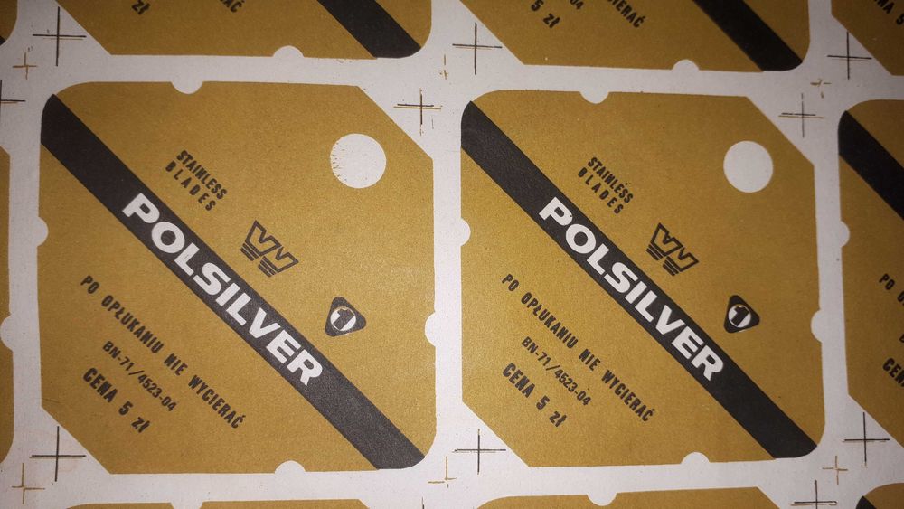 Stara żyletka Polsilver,opakowanie,ozdoba Barbera,Legia Warszawa.