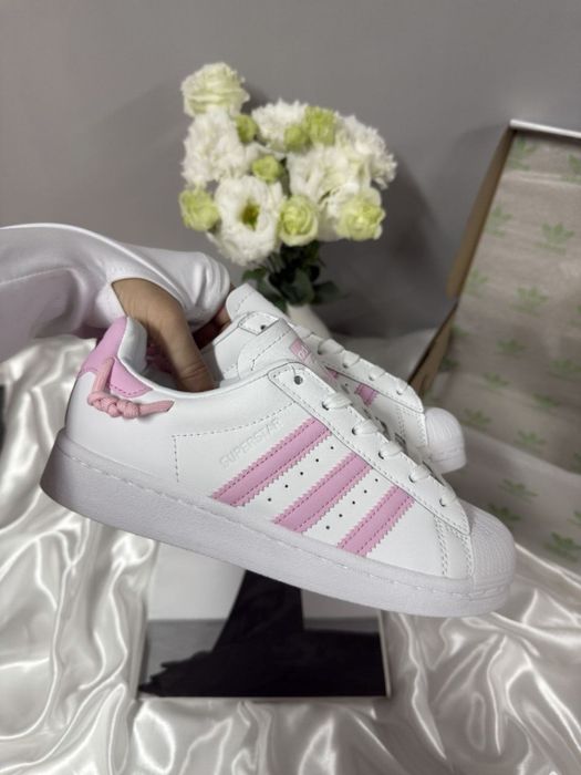Жіночі кросівки Adidas Superstar Knotted Rope White Clear Pink адідас суперстар