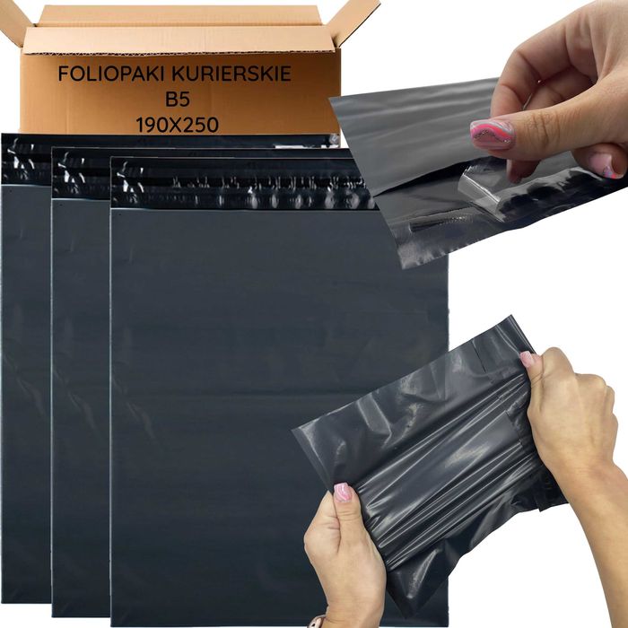 Foliopaki Kurierskie CZARNE B5 190x250 50 szt