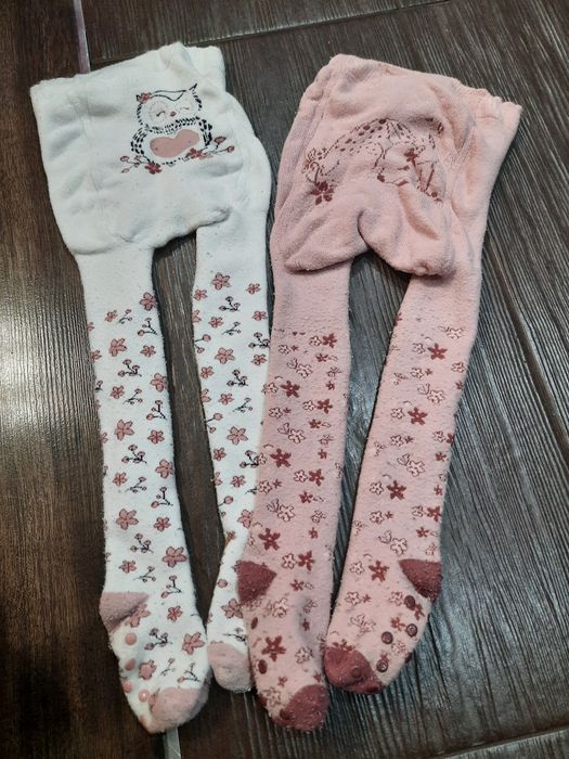2 pack rajstopk rajtuzkii 92 86 cieple kwiaty różowe i beżowe