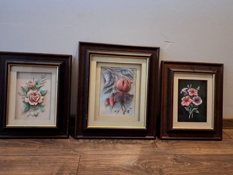 Trzy obrazy kwiaty w 3D