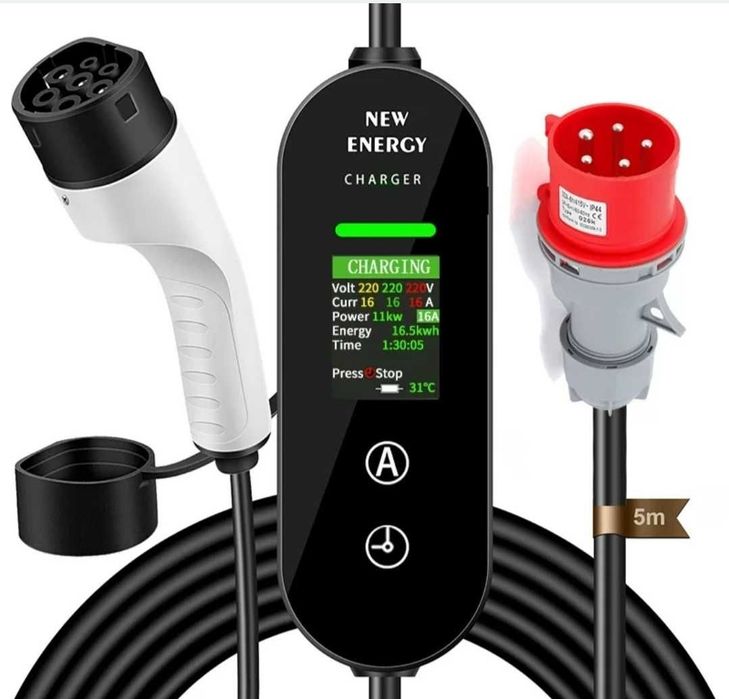 Зарядка Ev charger Type 2/GBT 11квт 3фази 5метрів AFYEEV 11kw зарядка для електроавтомобіля +сумка тримач настіну блоку та пістолету !