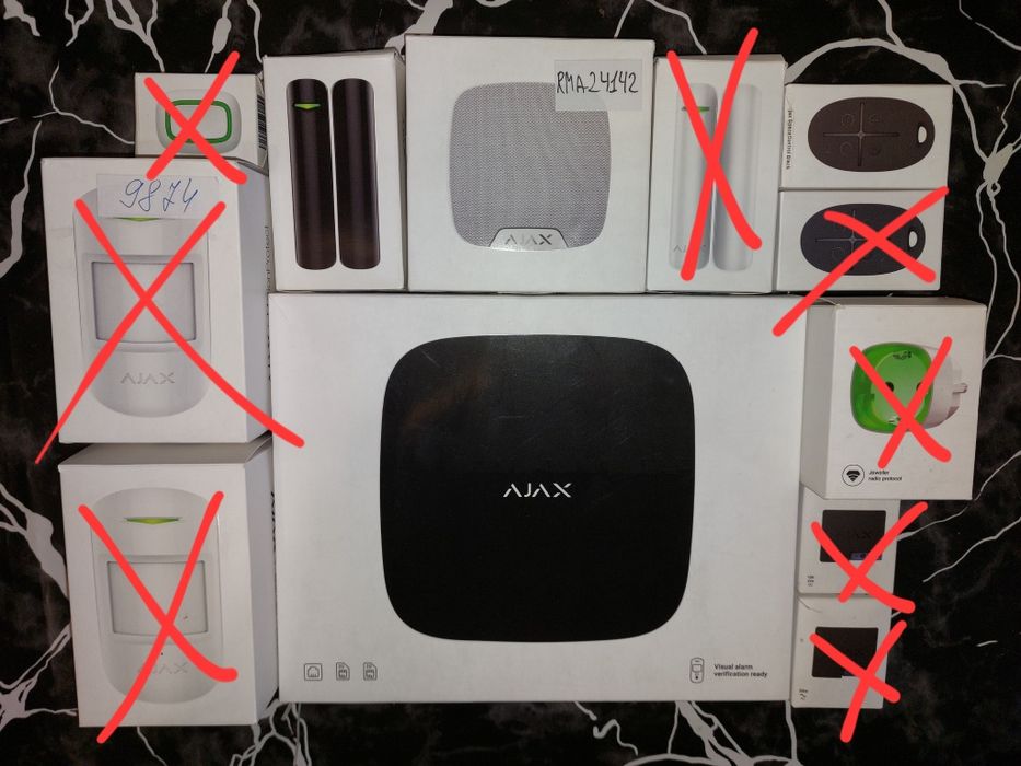 Сигнализация ajax hub2 + sim и ( датчик открытия с ударом, сирена домашняя, пульт управления )