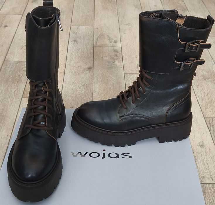 Wojas skórzane botki wiązane kozaki buty z Nowej kolekcji