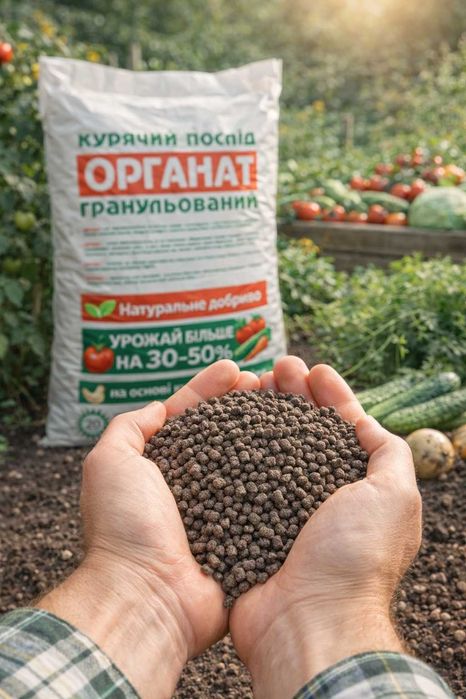 Куриный помет гранулированный Органат 20л (12кг) — органическое удобрение оптом и в розницу