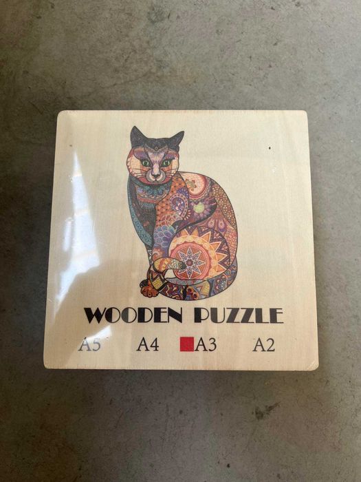 Drewniane puzzle układanka A3 - kot
