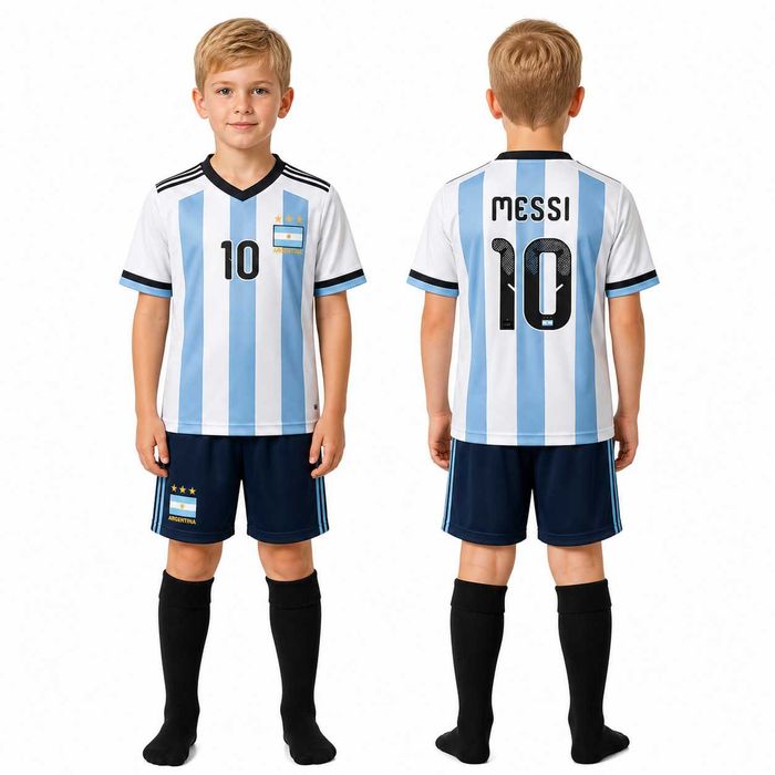 Strój / komplet piłkarski Messi Argentyna rozm. 122 + getry