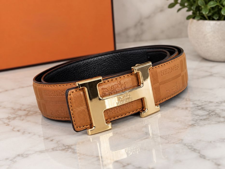 Pasek H Hermes Premium Monogram dwustronny