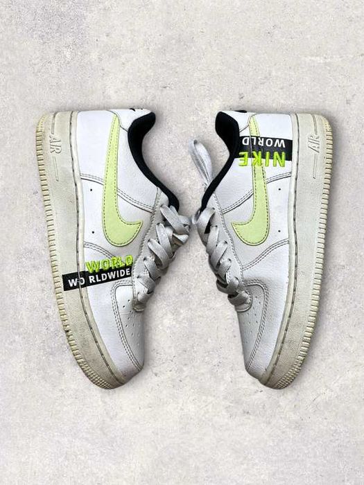 Buty Nike białe worldwide air force neonowy swoosh streetwear basic