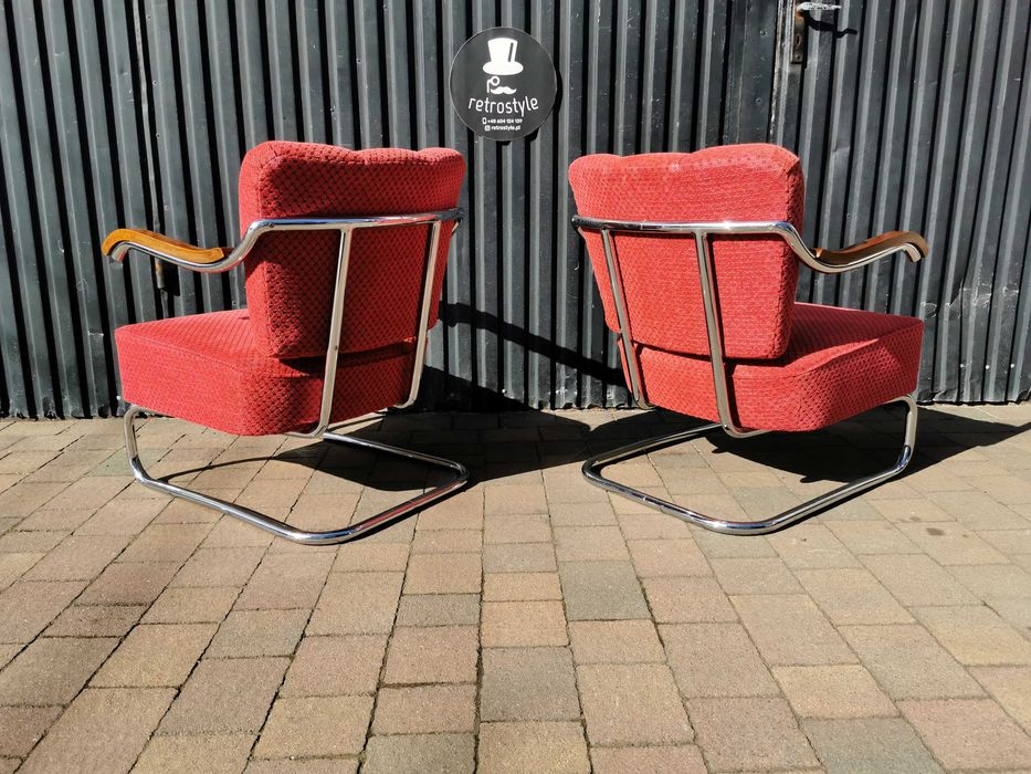 Unikatowy fotel chrom Mücke & Melder / Thonet, Czechosłowacja '30-'50
