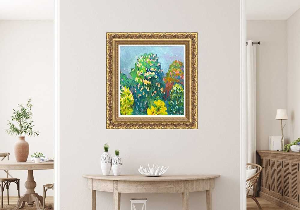 Чегодар Василь (1918-1989). Квітують київські каштани. олія картон