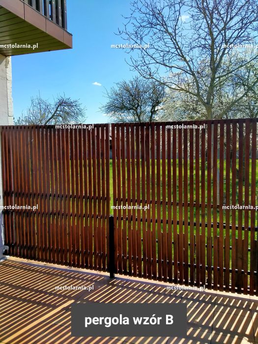Pergola płot lamelowy ogrodzenie drewniane donica