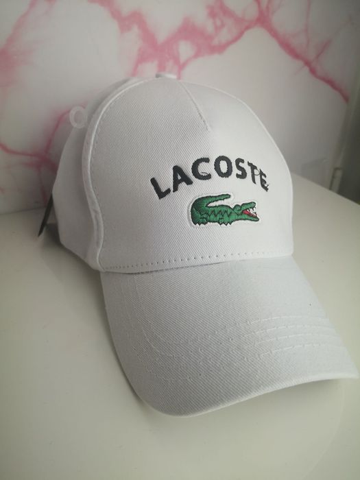 Czapka z daszkiem unisex Lacoste biała regulacja premium