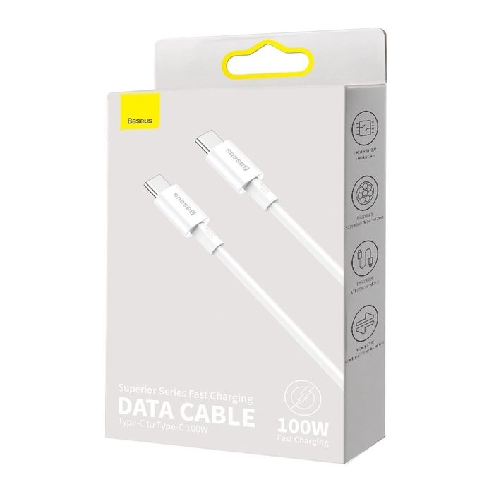 Kabel Baseus CATYS-C02 USB-C - USB-C PD QC FCP 100W 5A 2m - biały