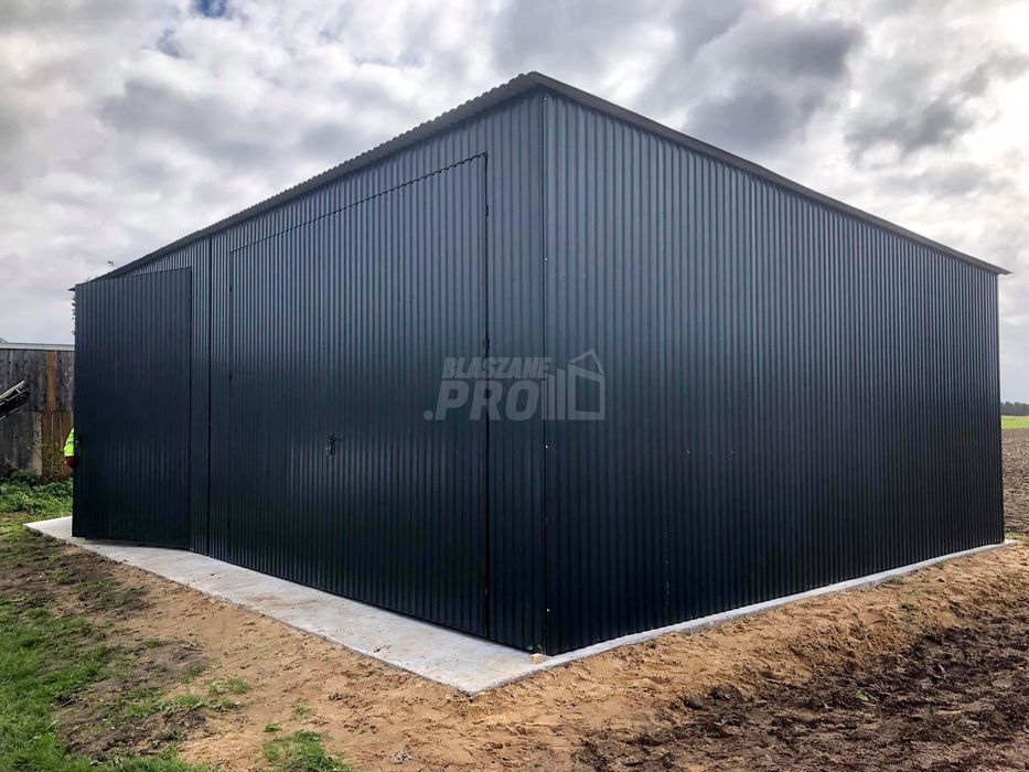 Hala Garaż blaszany 8x6 ścianka działowa Brama dwuskrzydłowa  GP142