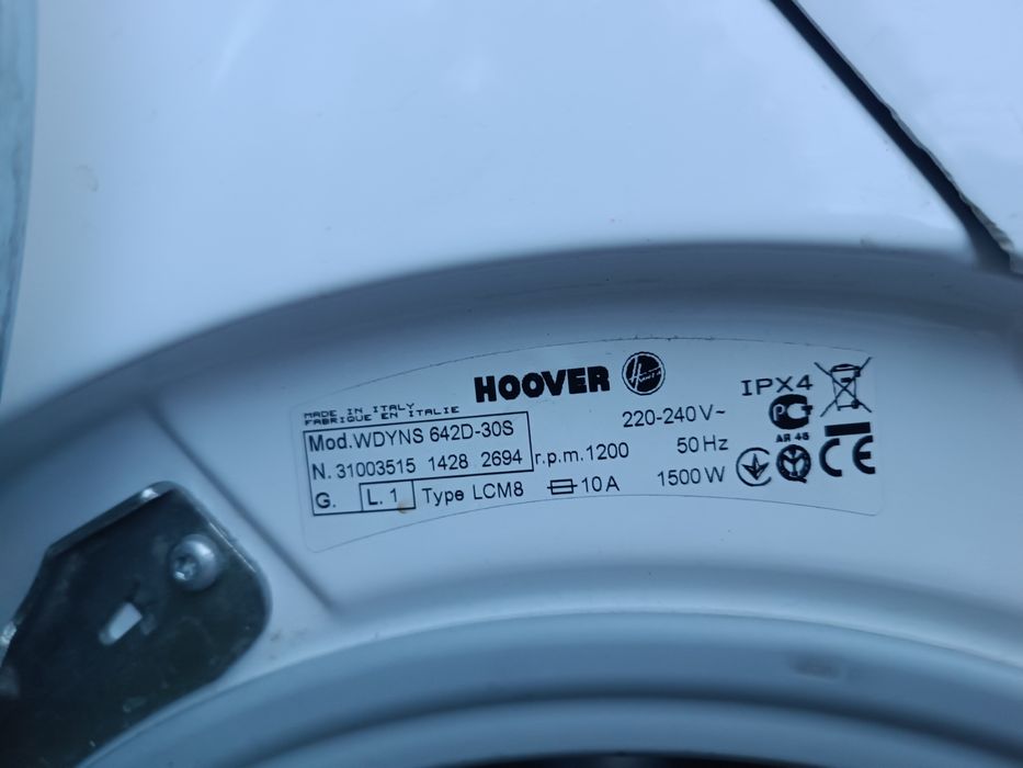 Пральна машина з сушкою Hoover 6+4 кг (Італія). Вузька пралка сушка
