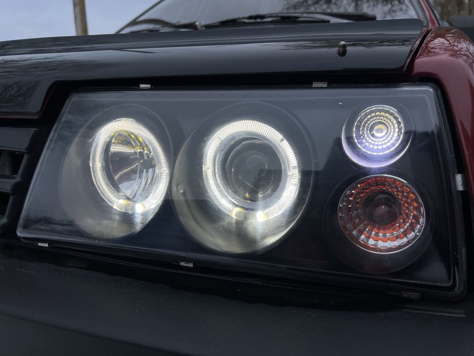 Фары ваз 2108,2109,099 тюнинг Ангельские глазки с линзой черные