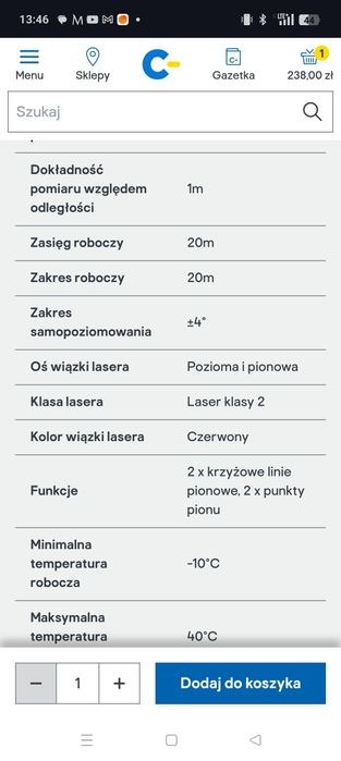 Laser liniowy, Erbauer z walizka zestaw