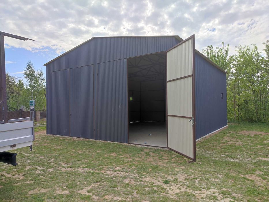 Wysoki Grafitowy Garaż Blaszany- Magazyn Wiata - Hala  – GRZYWSTAL