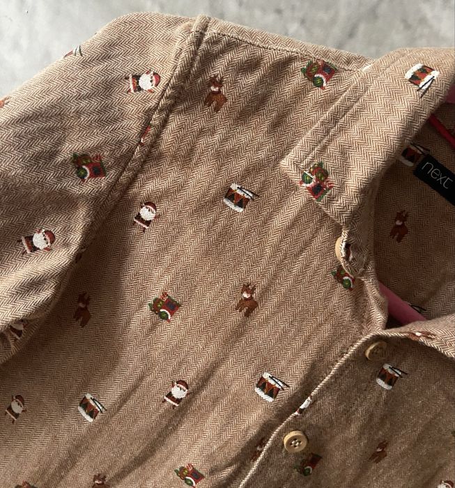 Beżowa koszula świąteczna Next 2-3 lata 98cm