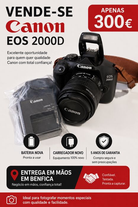 Canon EOS 2000D + Lente 18-55mm | Excelente Estado | 300€