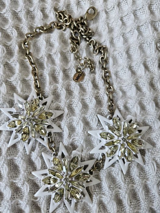 Naszyjnik srebrny biały Mango